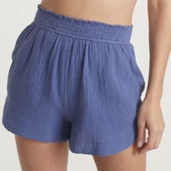 Marine Layer Gigi Shorts Crinkle Double Cloth Beach Summer Marlin Blue NWT XS - Picture 1 of 5